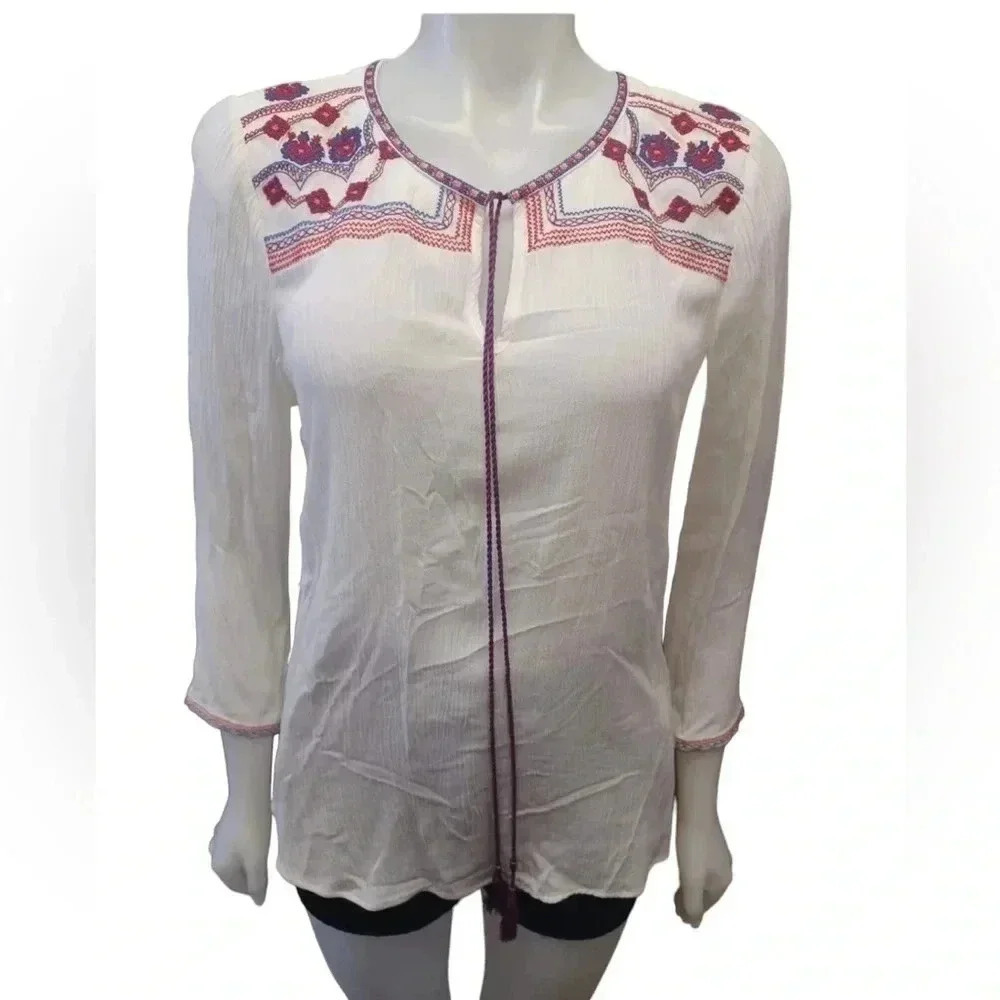 Daniel Rainn Boho Peasant Top Blouse Size Small